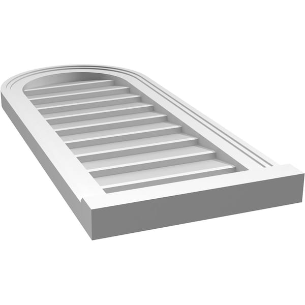 Ekena Millwork Round Top Surface Mount PVC Gable Vent w/ 2"W x 2"P Brickmould Sill Frame, 14"W x 32"H - GVPRT14X3203SN