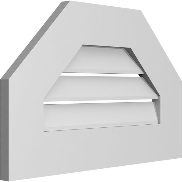 Ekena Millwork Octagonal Top Surface Mount PVC Gable Vent: Functional, w/ 3-1/2"W x 1"P Standard Frame, 22"W x 14"H - GVPOT22X1401SF