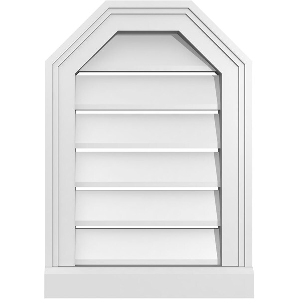 Ekena Millwork Octagonal Top Surface Mount PVC Gable Vent w/ 2"W x 2"P Brickmould Sill Frame, 14"W x 20"H - GVPOT14X2003SF
