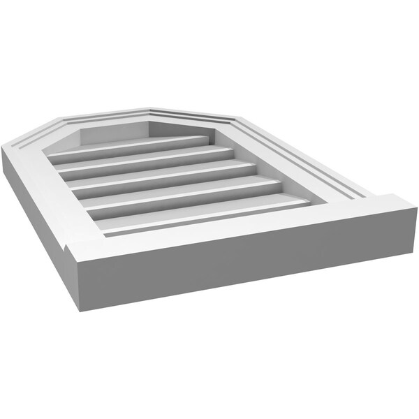 Ekena Millwork Octagonal Top Surface Mount PVC Gable Vent w/ 2"W x 2"P Brickmould Sill Frame, 14"W x 20"H - GVPOT14X2003SF