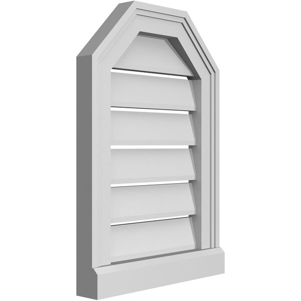 Ekena Millwork Octagonal Top Surface Mount PVC Gable Vent w/ 2"W x 2"P Brickmould Sill Frame, 14"W x 20"H - GVPOT14X2003SF