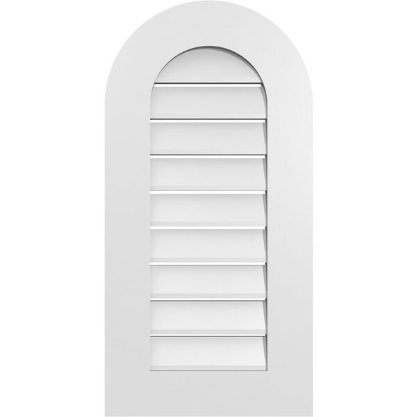 Ekena Millwork Round Top Surface Mount PVC Gable Vent: Functional, w/ 3-1/2"W x 1"P Standard Frame, 16"W x 32"H - GVPRT16X3201SF