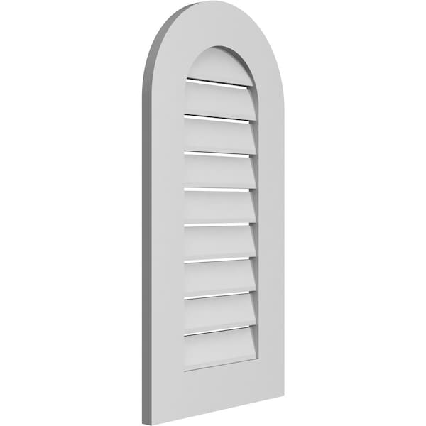 Ekena Millwork Round Top Surface Mount PVC Gable Vent: Functional, w/ 3-1/2"W x 1"P Standard Frame, 16"W x 32"H - GVPRT16X3201SF