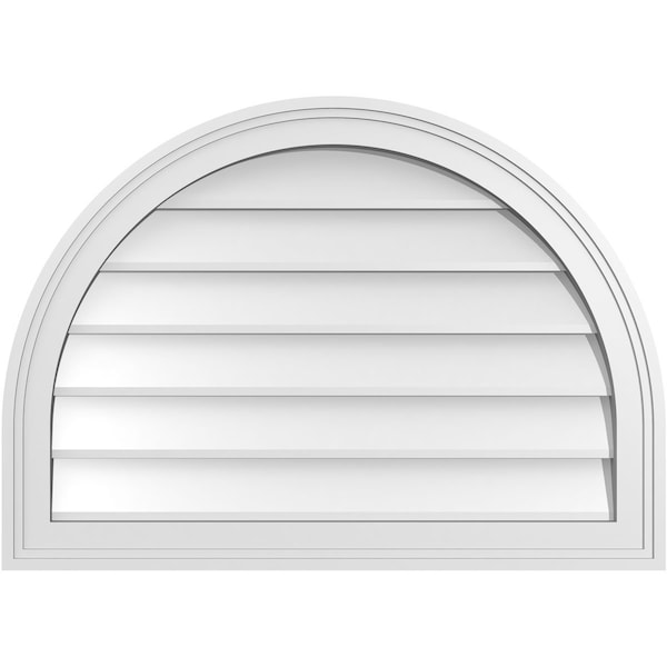 Ekena Millwork Round Top Surface Mount PVC Gable Vent w/ 2"W x 1-1/2"P Brickmould Frame, 28"W x 20"H - GVPRT28X2002SN