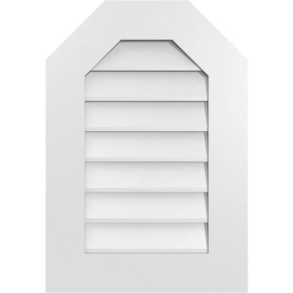 Ekena Millwork Octagonal Top Surface Mount PVC Gable Vent w/ 3-1/2"W x 1"P Standard Frame, 18"W x 26"H - GVPOT18X2601SN
