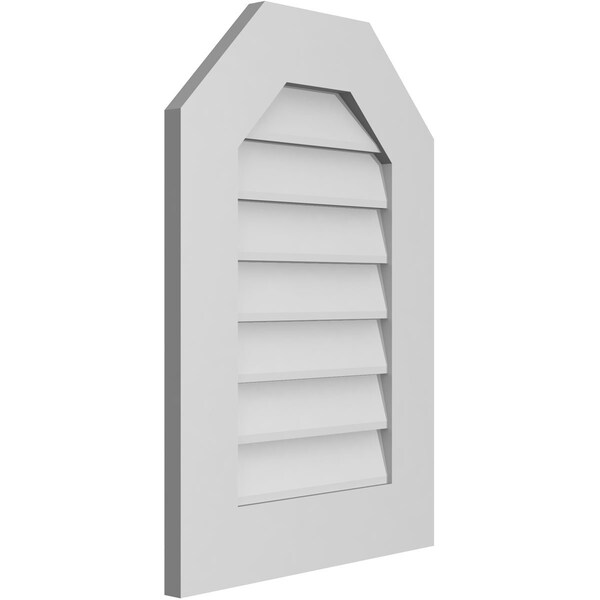 Ekena Millwork Octagonal Top Surface Mount PVC Gable Vent w/ 3-1/2"W x 1"P Standard Frame, 18"W x 26"H - GVPOT18X2601SN