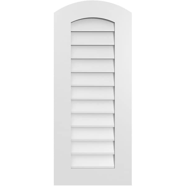 Ekena Millwork Arch Top Surface Mount PVC Gable Vent: Functional, w/ 3-1/2"W x 1"P Standard Frame, 16"W x 38"H - GVPAR16X3801SF