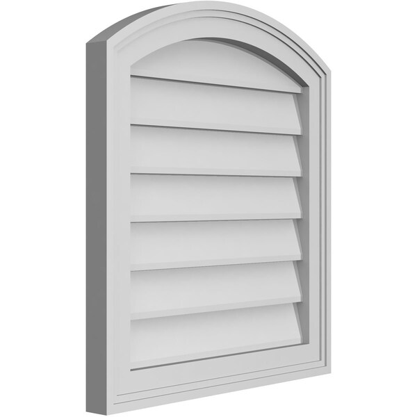 Ekena Millwork Arch Top Surface Mount PVC Gable Vent: Functional, w/ 2"W x 1-1/2"P Brickmould Frame, 20"W x 22"H - GVPAR20X2202SF