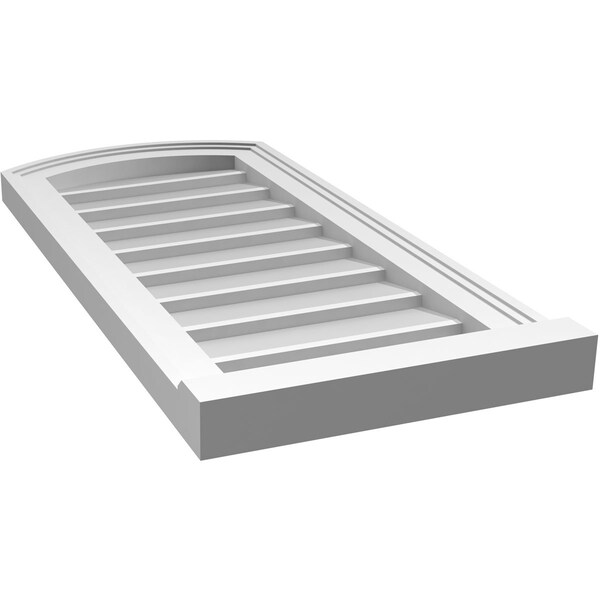 Ekena Millwork Arch Top Surface Mount PVC Gable Vent: Functional, w/ 2"W x 2"P Brickmould Sill Frame, 14"W x 30"H - GVPAR14X3003SF