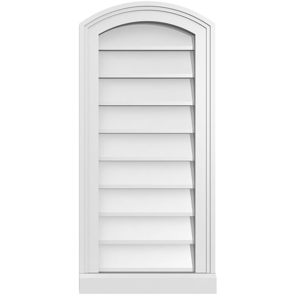 Ekena Millwork Arch Top Surface Mount PVC Gable Vent: Functional, w/ 2"W x 2"P Brickmould Sill Frame, 14"W x 30"H - GVPAR14X3003SF
