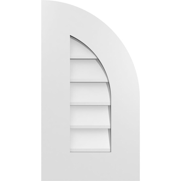 Ekena Millwork Quarter Round Top Right Surface Mount PVC Gable Vent w/ 3-1/2"W x 1"P Standard Frame, 12"W x 22"H - GVPQR12X2201SN