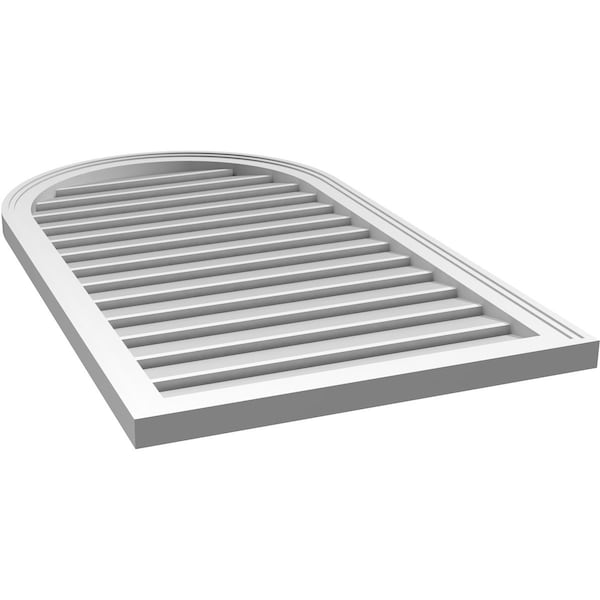 Ekena Millwork Round Top Surface Mount PVC Gable Vent: Functional, w/ 2"W x 1-1/2"P Brickmould Frame, 24"W x 42"H - GVPRT24X4202SF