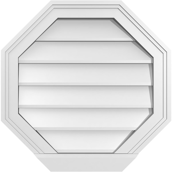 Ekena Millwork Octagonal Surface Mount PVC Gable Vent w/ 2"W x 2"P Brickmould Sill Frame, 20"W x 20"H - GVPOC20X2003SN