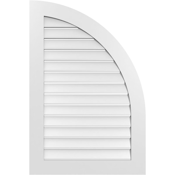 Ekena Millwork Quarter Round Top Right Surface Mount PVC Gable Vent w/ 3-1/2"W x 1"P Standard Frame, 28"W x 42"H - GVPQR28X4201SF