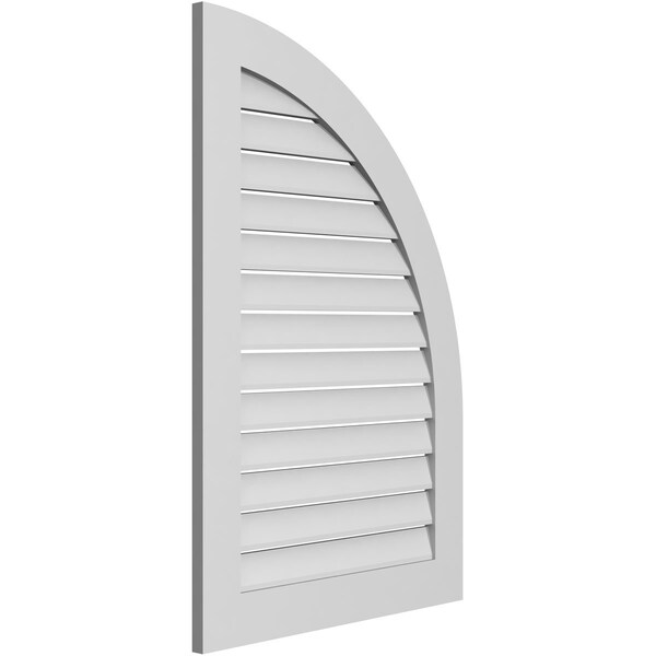 Ekena Millwork Quarter Round Top Right Surface Mount PVC Gable Vent w/ 3-1/2"W x 1"P Standard Frame, 28"W x 42"H - GVPQR28X4201SF