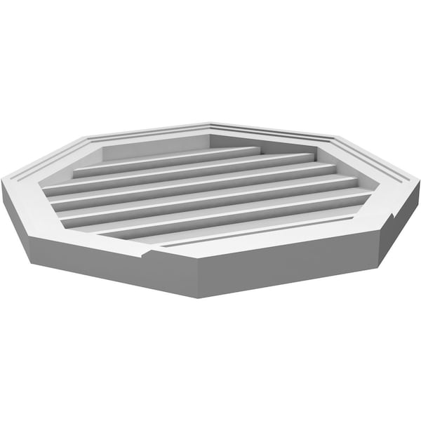 Ekena Millwork Octagonal Surface Mount PVC Gable Vent: Functional, w/ 2"W x 2"P Brickmould Sill Frame, 22"W x 22"H - GVPOC22X2203SF