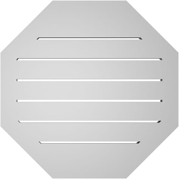 Ekena Millwork Octagonal Surface Mount PVC Gable Vent: Functional, w/ 2"W x 2"P Brickmould Sill Frame, 22"W x 22"H - GVPOC22X2203SF