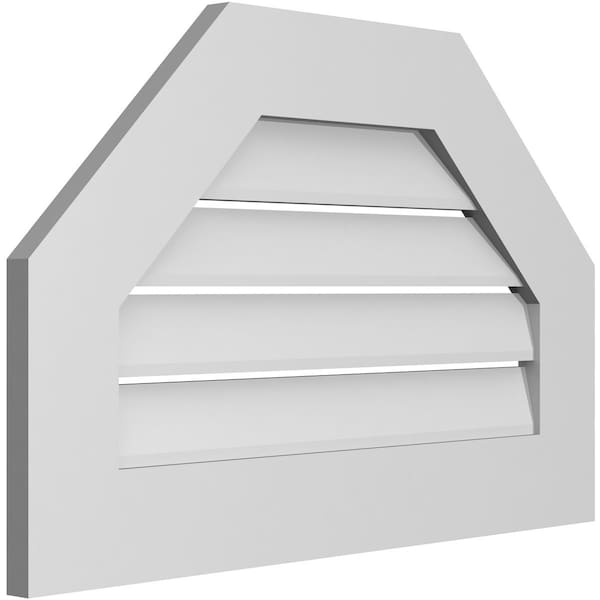 Ekena Millwork Octagonal Top Surface Mount PVC Gable Vent: Functional, w/ 3-1/2"W x 1"P Standard Frame, 28"W x 18"H - GVPOT28X1801SF