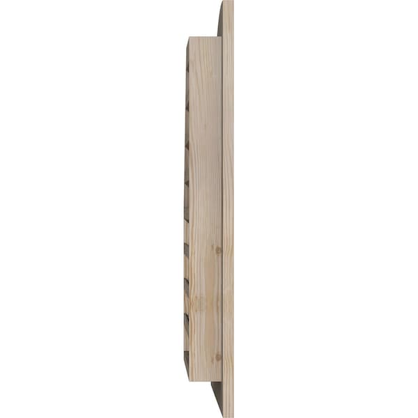 Ekena Millwork Quarter Round Top Right Functional, Pine Gable Vent w/ 1" x 4" Flat Trim Frame, 08"W x 16"H - GVWQR08X1601SFUPI