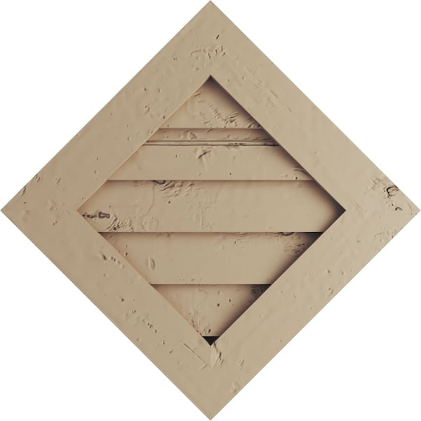 Ekena Millwork Timberthane Knotty Pine Diamond Faux Wood Non-Functional Gable Vent, Primed Tan, 33"W x 33"H - GVURDI33X33DKPPR