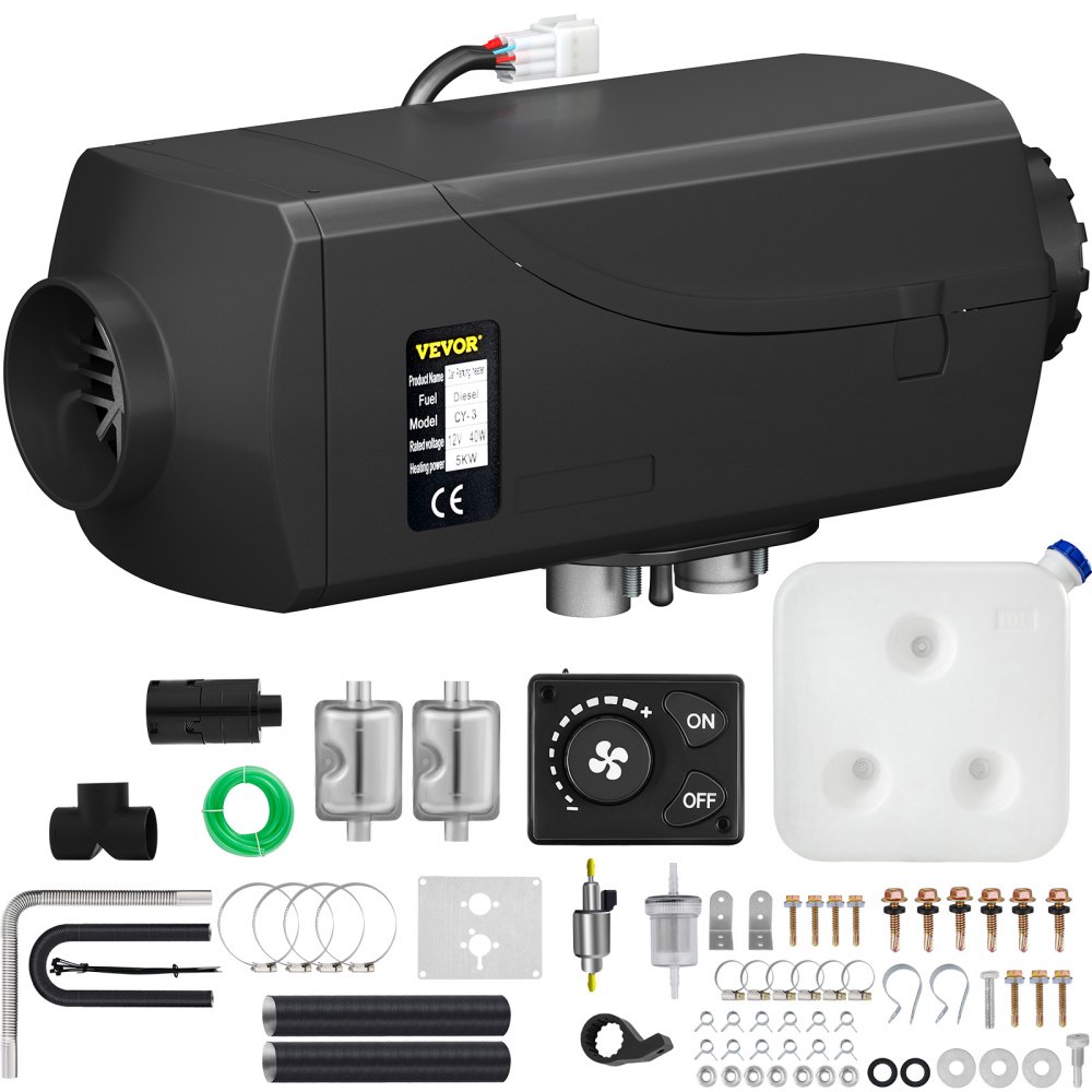 VEVOR 5KW Diesel Air Heater 12V Diesel Parking Heater Double Mufflers Diesel Heater 5000W with Knob Switch for RV Bus Car Motorhome Boats - ZCJRQ12V5KWDSXYQ1V0