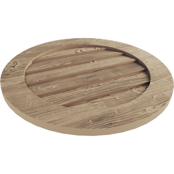 Ekena Millwork Timberthane Sandblasted Round Faux Wood Non-Functional Gable Vent, Primed Tan, 27"W x 27"H - GVURRO27DSDPR