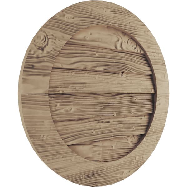 Ekena Millwork Timberthane Sandblasted Round Faux Wood Non-Functional Gable Vent, Primed Tan, 27"W x 27"H - GVURRO27DSDPR