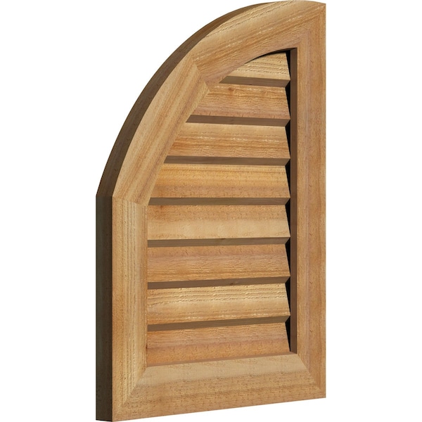 Ekena Millwork Quarter Round Top Left Western Red Cedar Gable Vent w/Decorative Face Frame, 09"W x 18"H - GVWQL09X1802RDUWR