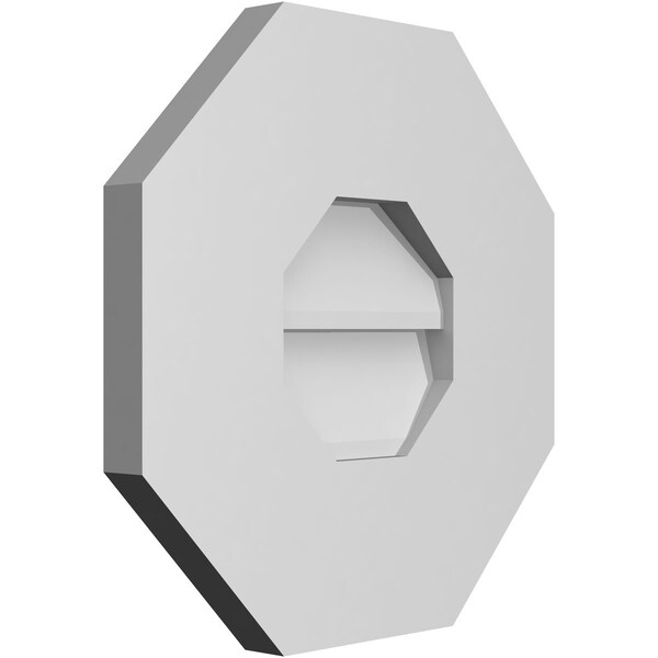 Ekena Millwork Octagonal Surface Mount PVC Gable Vent: Non-Functional, w/ 3-1/2"W x 1"P Standard Frame, 12"W x 12"H - GVPOC12X1201SN