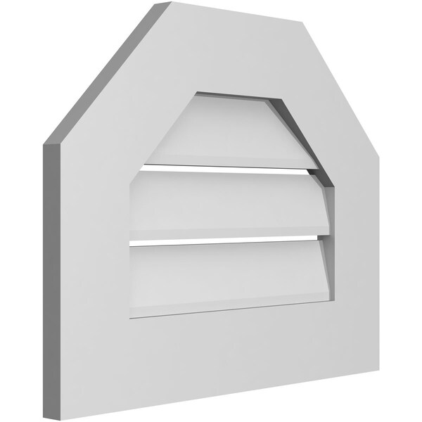 Ekena Millwork Octagonal Top Surface Mount PVC Gable Vent: Functional, w/ 3-1/2"W x 1"P Standard Frame, 20"W x 16"H - GVPOT20X1601SF