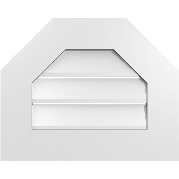 Ekena Millwork Octagonal Top Surface Mount PVC Gable Vent: Functional, w/ 3-1/2"W x 1"P Standard Frame, 20"W x 16"H - GVPOT20X1601SF