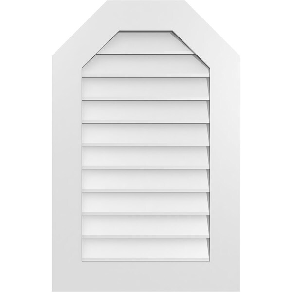 Ekena Millwork Octagonal Top Surface Mount PVC Gable Vent w/ 3-1/2"W x 1"P Standard Frame, 22"W x 34"H - GVPOT22X3401SN