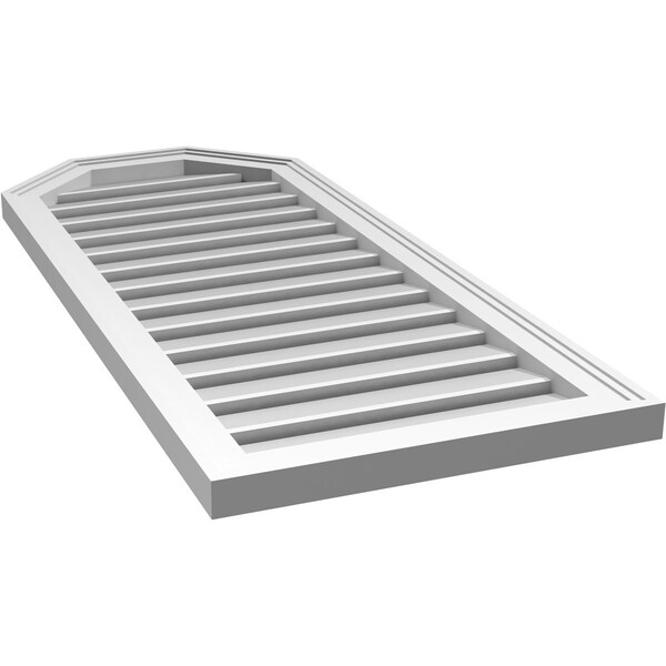 Ekena Millwork Octagonal Top Surface Mount PVC Gable Vent w/ 2"W x 1-1/2"P Brickmould Frame, 18"W x 42"H - GVPOT18X4202SF