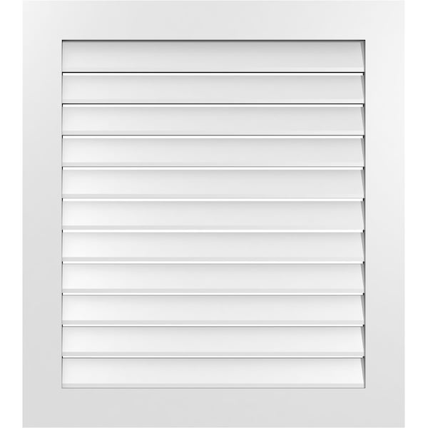 Ekena Millwork Vertical Surface Mount PVC Gable Vent: Functional, w/ 3-1/2"W x 1"P Standard Frame, 34"W x 38"H - GVPVE34X3801SF