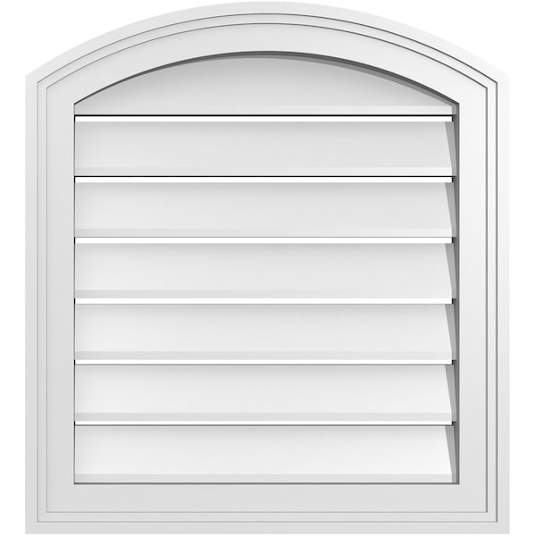 Ekena Millwork Arch Top Surface Mount PVC Gable Vent: Non-Functional, w/2"W x 1-1/2"P Brickmould Frame, 20"W x 20"H - GVPAR20X2002SN