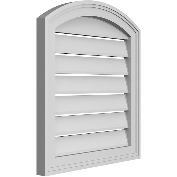 Ekena Millwork Arch Top Surface Mount PVC Gable Vent: Non-Functional, w/2"W x 1-1/2"P Brickmould Frame, 20"W x 20"H - GVPAR20X2002SN