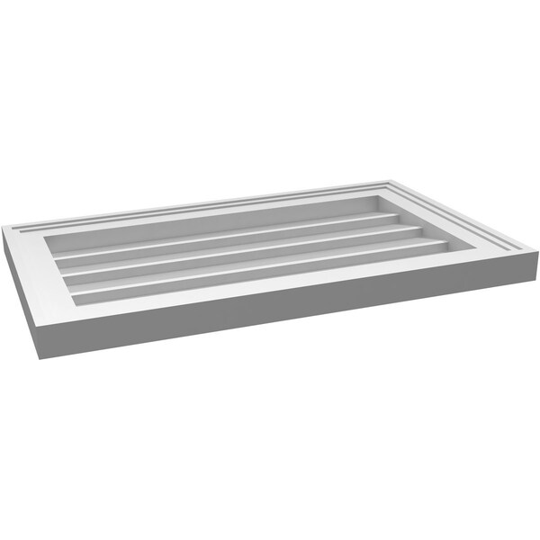 Ekena Millwork Vertical Surface Mount PVC Gable Vnt: Non-Functional, w/2"W x 1-1/2"H, Brickmould Frame, 24"W x 14"H - GVPVE24X1402SN