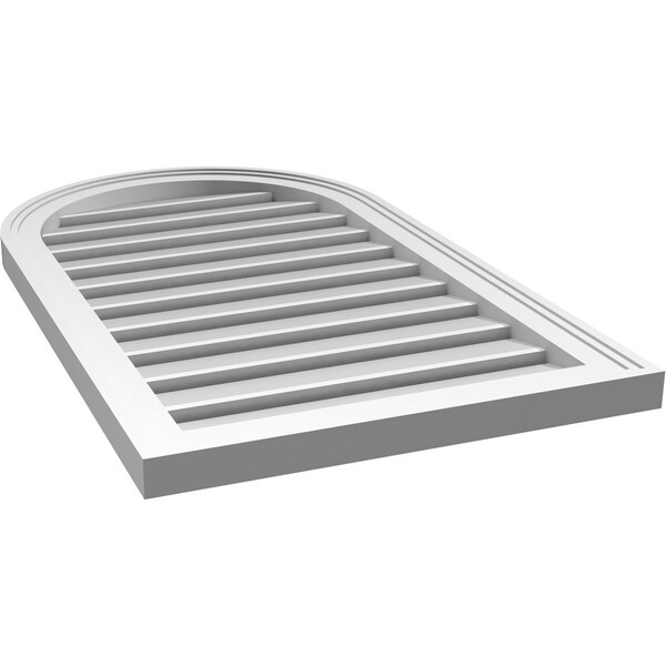Ekena Millwork Round Top Surface Mount PVC Gable Vent: Functional, w/ 2"W x 1-1/2"P Brickmould Frame, 20"W x 34"H - GVPRT20X3402SF