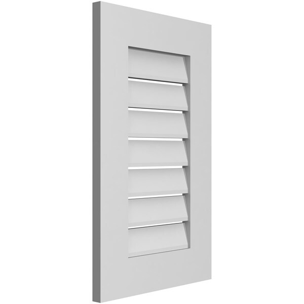 Ekena Millwork Vertical Surface Mount PVC Gable Vent: Functional, w/ 3-1/2"W x 1"P Standard Frame, 16"W x 26"H - GVPVE16X2601SF
