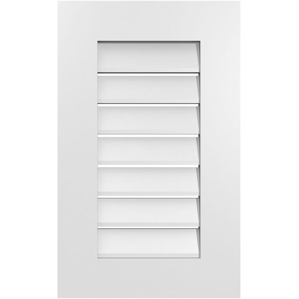 Ekena Millwork Vertical Surface Mount PVC Gable Vent: Functional, w/ 3-1/2"W x 1"P Standard Frame, 16"W x 26"H - GVPVE16X2601SF