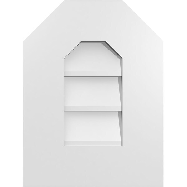 Ekena Millwork Octagonal Top Surface Mount PVC Gable Vent w/ 3-1/2"W x 1"P Standard Frame, 12"W x 16"H - GVPOT12X1601SN