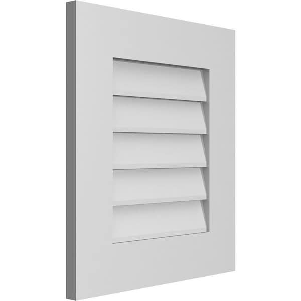 Ekena Millwork Vertical Surface Mount PVC Gable Vent: Non-Functional, w/ 3-1/2"W x 1"P Standard Frame, 18"W x 20"H - GVPVE18X2001SN