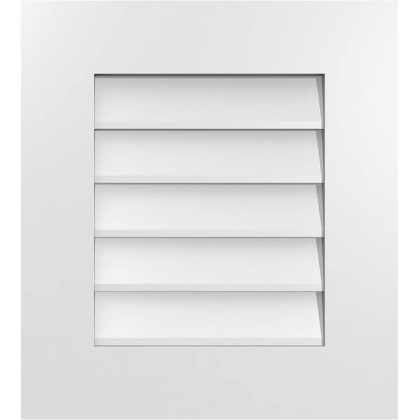 Ekena Millwork Vertical Surface Mount PVC Gable Vent: Non-Functional, w/ 3-1/2"W x 1"P Standard Frame, 18"W x 20"H - GVPVE18X2001SN