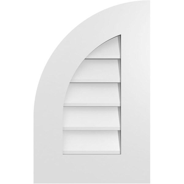 Ekena Millwork Quarter Round Top Left Surface Mount PVC Gable Vent w/ 3-1/2"W x 1"P Standard Frame, 14"W x 22"H - GVPQL14X2201SN