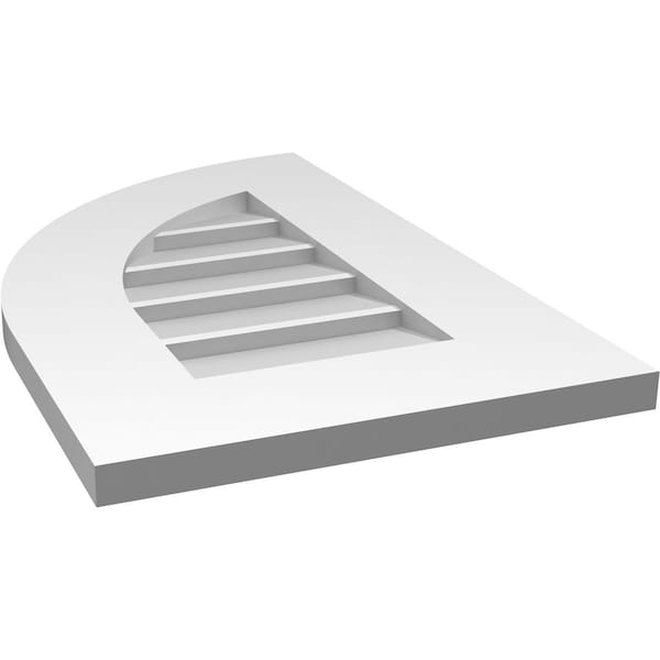 Ekena Millwork Quarter Round Top Left Surface Mount PVC Gable Vent w/ 3-1/2"W x 1"P Standard Frame, 14"W x 22"H - GVPQL14X2201SN