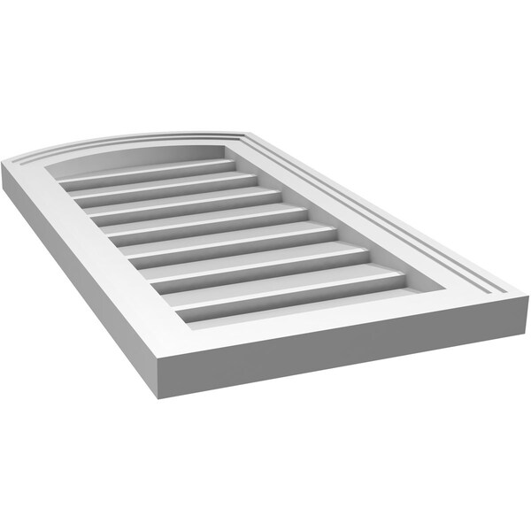 Ekena Millwork Arch Top Surface Mount PVC Gable Vent: Non-Functional, w/2"W x 1-1/2"P Brickmould Frame, 14"W x 24"H - GVPAR14X2402SN