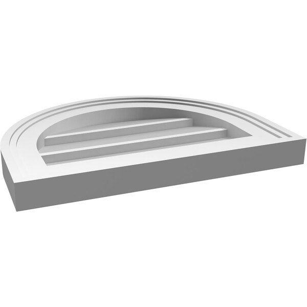 Ekena Millwork Round Top Surface Mount PVC Gable Vent w/ 2"W x 1-1/2"P Brickmould Frame, 16"W x 12"H - GVPRT16X1202SN