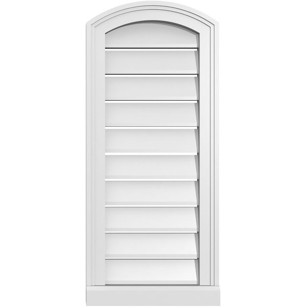 Ekena Millwork Arch Top Surface Mount PVC Gable Vent w/ 2"W x 2"P Brickmould Sill Frame, 14"W x 30"H - GVPAR14X3003SN