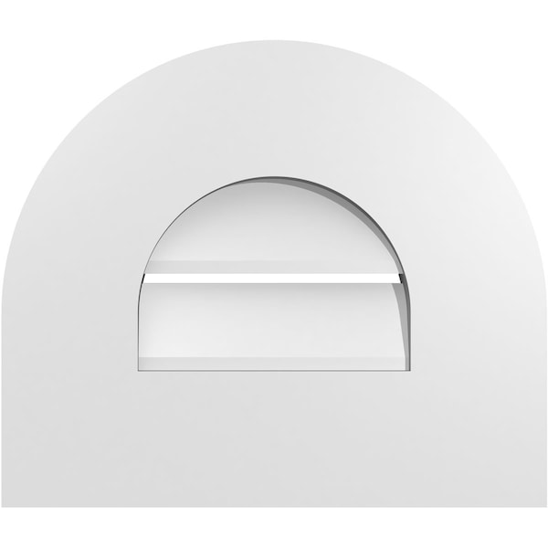 Ekena Millwork Round Top Surface Mount PVC Gable Vent: Functional, w/ 3-1/2"W x 1"P Standard Frame, 14"W x 12"H - GVPRT14X1201SF