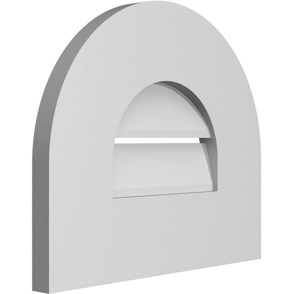 Ekena Millwork Round Top Surface Mount PVC Gable Vent: Functional, w/ 3-1/2"W x 1"P Standard Frame, 14"W x 12"H - GVPRT14X1201SF